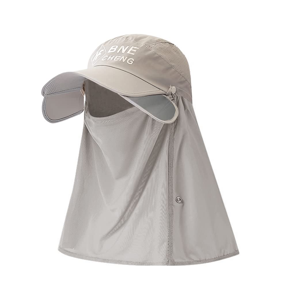 PALAY Sun Hat for Women Wide Brim Sun Cap with Removable Face Neck Cover Flap, Breathable Sun Protection Visor Hats for Beach Fishing - Grey PALAY Sun Hat for Women Wide Brim Sun Cap with Removable Face Neck Cover Flap, Breathable Sun Protection Visor Hats for Beach Fishing - Grey